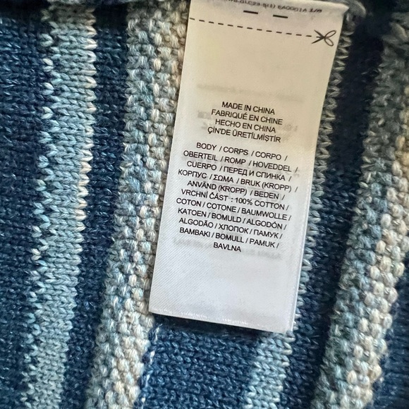 NWT Lauren Ralph Lauren Striped Cotton Fringe-Trim Cardigan Sweater Oversize Fit - Picture 15 of 16